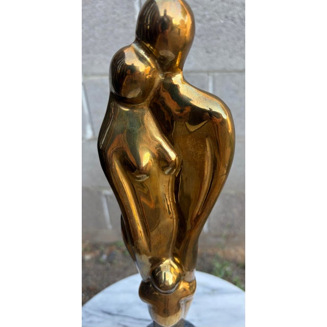 1970s Mid-Century Modern Gatco Solid Brass Family Sculpture on Marble Base For Sale In Phoenix - Image 6 of 12