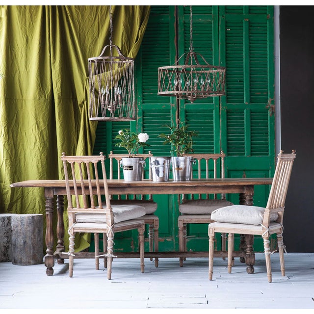 Matthew Izzo Home Barnaby Pine Wood Armless Side Chair With Lattice Back and Tie Cushion For Sale - Image 9 of 9