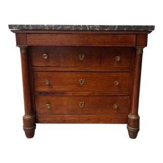 Mid 19th Century Miniature French Empire Marble Top Commode For Sale