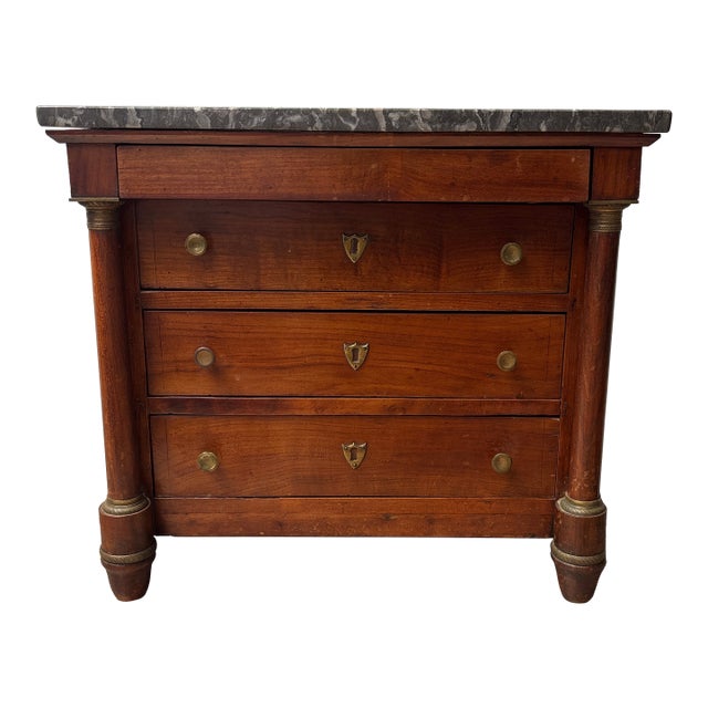 Mid 19th Century Miniature French Empire Marble Top Commode For Sale