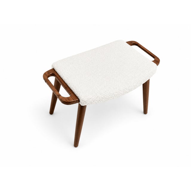 Mid Century Modern Walnut Stool in Manner of Hans J. Wegner Papa Bear Stool For Sale - Image 4 of 4
