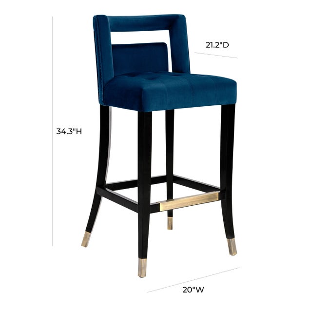 2020s Hart Navy Velvet Counter Stool For Sale - Image 5 of 7
