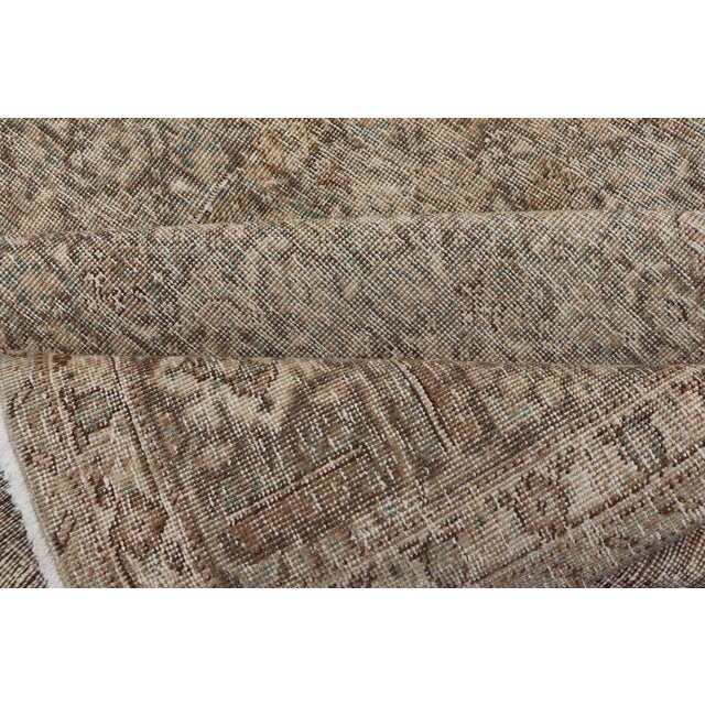 Light Green, Brown & Tan Persian Tabriz Antique Rug in All Over Herati Design 7'10 X 11'10 For Sale - Image 15 of 16