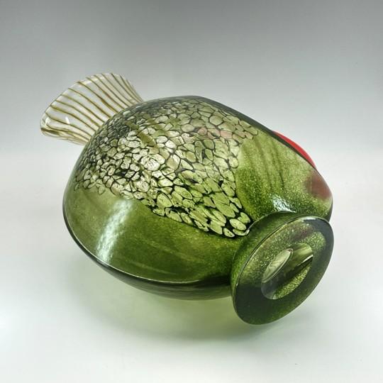 Kosta Boda "Corfu" by Kjell Engman Art Glass Jug (Green With Orange Handle) Signed #7080512 For Sale - Image 15 of 18