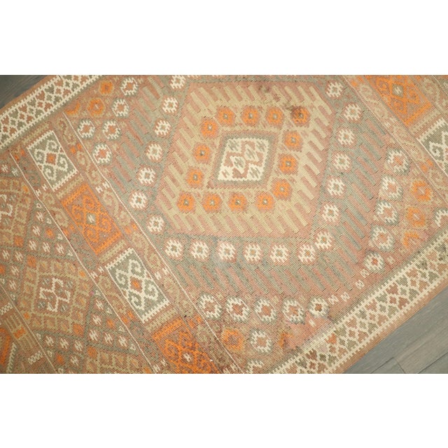 Traditional Mid 20th Century Zabihi Collection Turkish Kilim Runner - 3' x 13'4" For Sale - Image 3 of 12