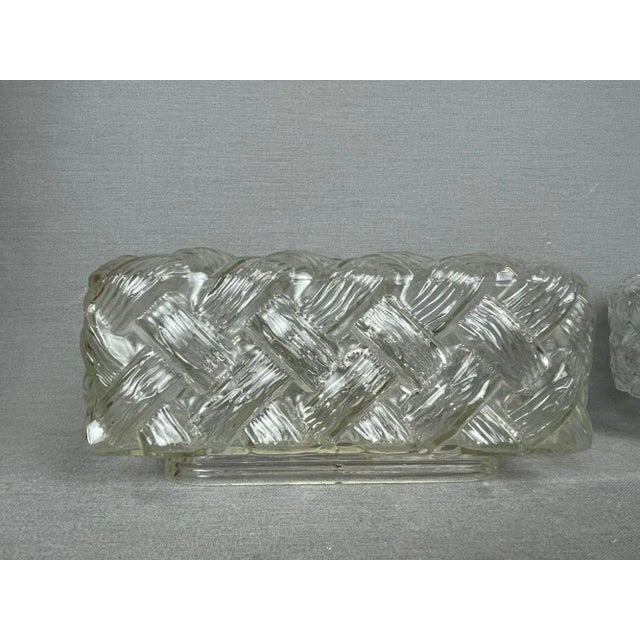 Small Scandinavian Clear Textured Glass Rectangular Ceiling Lamp, 1970s For Sale - Image 6 of 10