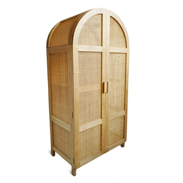 Natural Teak & Cane Armoire Storage Chairish