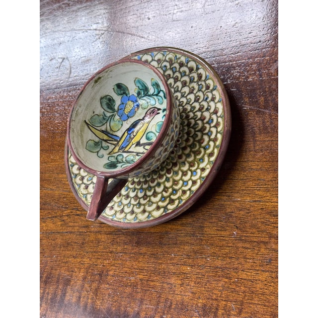 Ceramic Italian Hand Painted Teacup on Saucer For Sale - Image 7 of 12