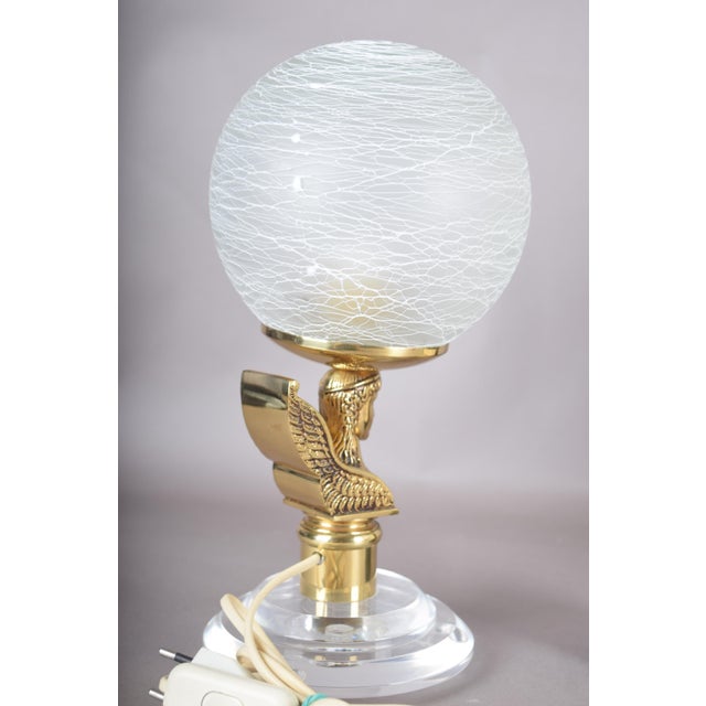 Winged Figure Table Lamps with Frosted Glass Globes, 1980s, Set of 2 For Sale - Image 12 of 15