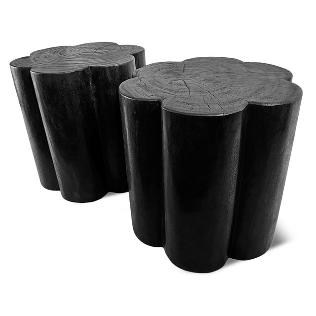 Black Solid Wood Modern Flower Stool / Side Table For Sale - Image 9 of 10