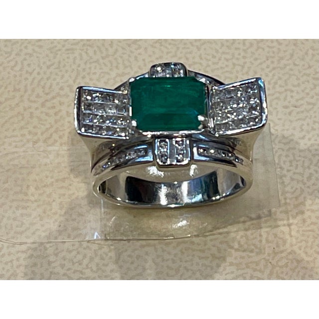 4 Carat Emerald Cut Natural Emerald & 1 Ct Diamond 14 Karat Gold Cocktail Ring For Sale - Image 17 of 18