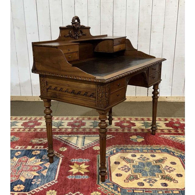 Antique Louis XVI Style Desk in Walnut with Leather Top, 1800s For Sale - Image 12 of 18