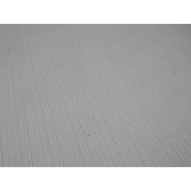 Modern White Bed Side Bench With Brown Legs & Designer Fabric For Sale - Image 9 of 12