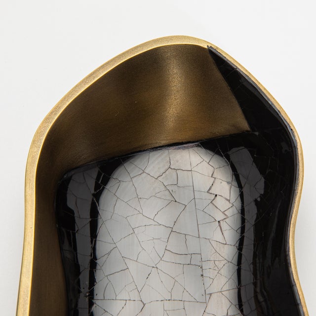 Bowl in Bronze Patina Brass With Black Shell Details by Kifu Paris