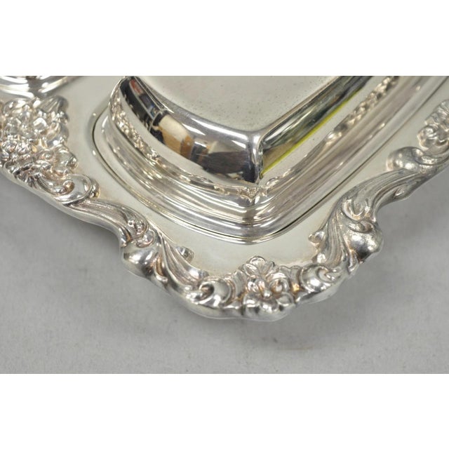 Vintage Poole Lancaster Rose Victorian Silver Plated Twin Double Butter Dish For Sale - Image 9 of 16