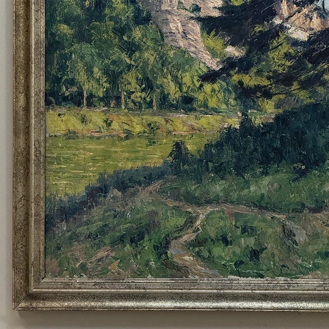 Framed Oil Painting on Canvas by Eugène Collignon (1876–1961) 'Banks of the Meuse River' For Sale - Image 10 of 16