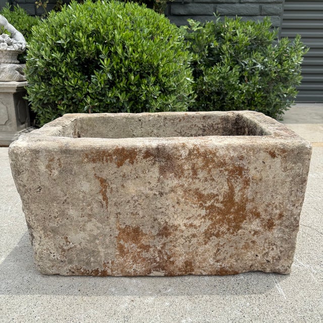 Antique Limestone Trough A one-of-a-kind hand-carved limestone trough naturally textured, lightly weathered finish....