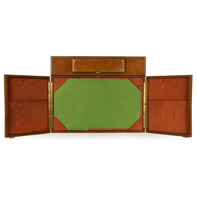 English Victorian Antique Leather Writing Box Letter Desk For Sale - Image 4 of 18