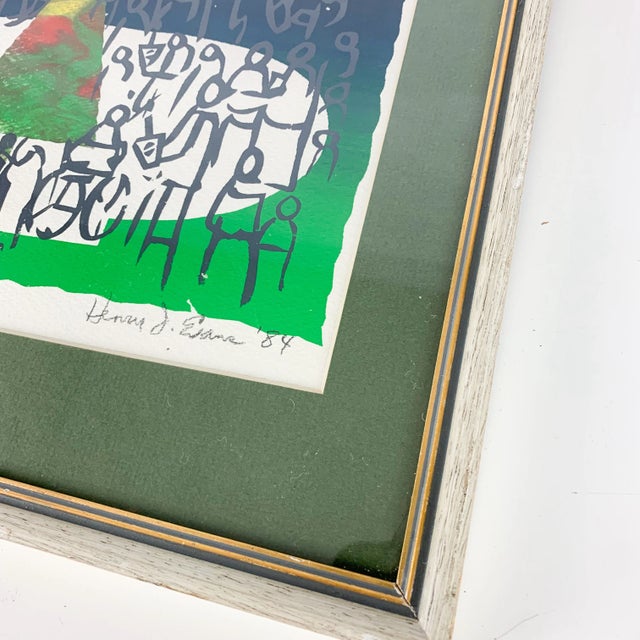 Vintage Christmas Caroling on Circle Henry J Evans Print 1984 Signed Framed For Sale - Image 4 of 8