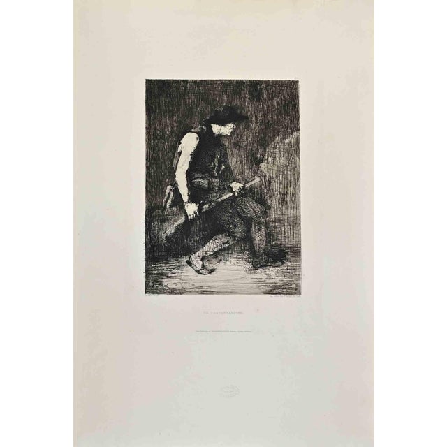 Theodule Ribot, Un Contrebandier, Etching, 1870s For Sale