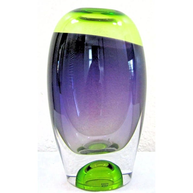 2020s Signed Göran Wärff Vision Vase Purple/Green by Kosta Boda For Sale - Image 5 of 12