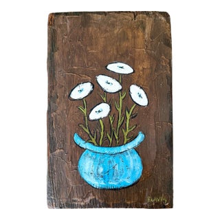 1960s Original Painting of Flowers in Pot by Flavia Marie Weedn 1929-2015 Signed For Sale