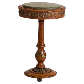 Antique French Napoleon III Guéridon Side Table with Green Marble Top For Sale