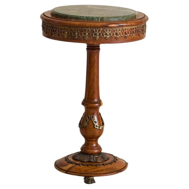 Antique French Napoleon III Guéridon Side Table with Green Marble Top For Sale