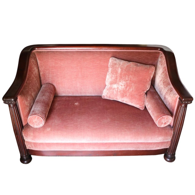 Vintage Red Velvet Settee Chairish