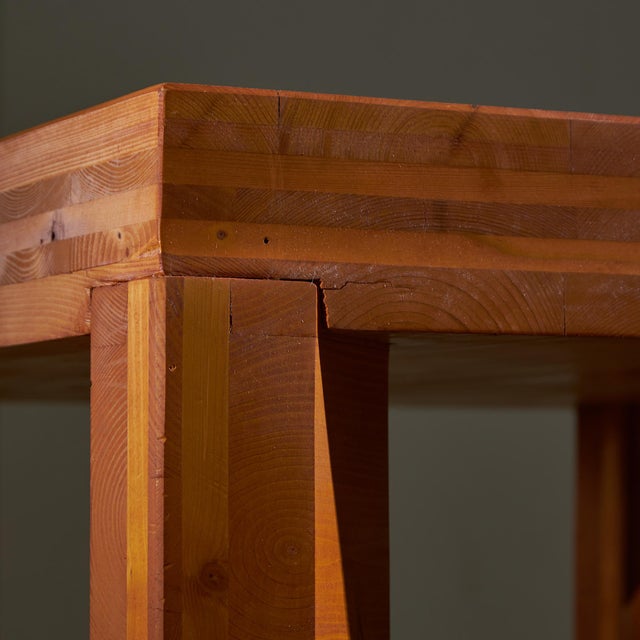 Brown Square Top Pinewood Dining Table For Sale - Image 8 of 14