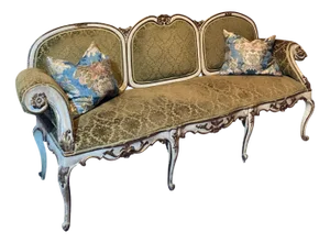 Antique Italian Baroque Louis XIV Lacquered and Parcel Gilt Sofa, 1600s