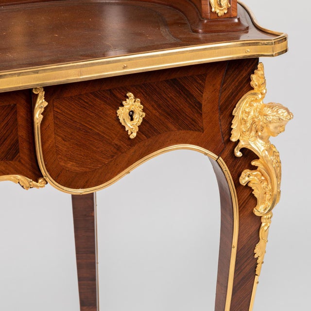 Antique Lady's Desk in Marquetry and Gilt Bronze For Sale - Image 12 of 18