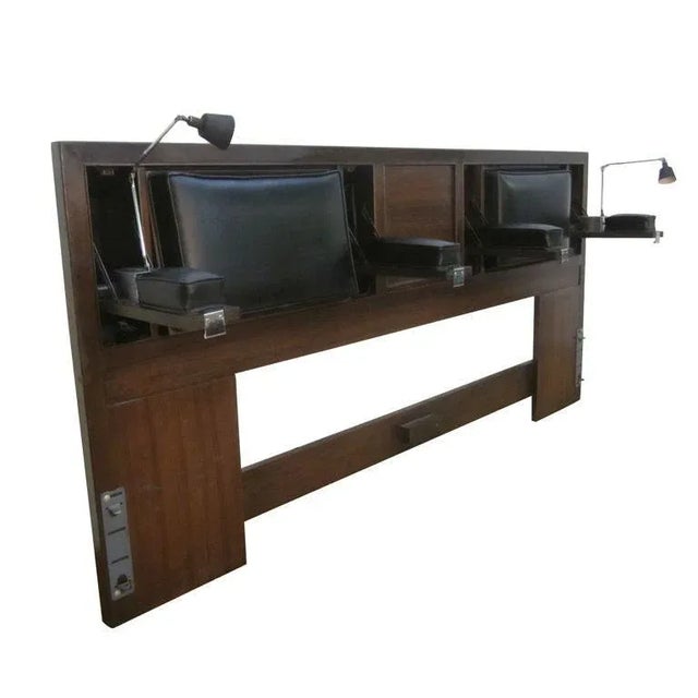 Black 1960's Edward Wormley for Drexel King Size Convertible Headboard With Lights For Sale - Image 8 of 8