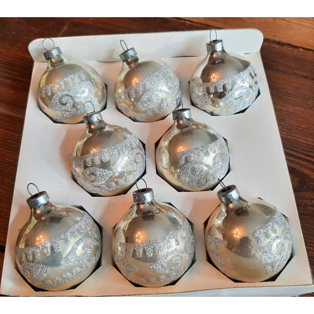 Cream Vintage Christmas Glass Ornaments Two Boxes For Sale - Image 8 of 11