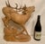 An antique early / mid-20th century wooden carved sculpture of an Red Stag. Made of linden wood and hand carved with...