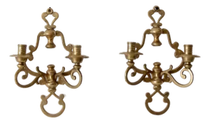 Antique Victorian Brass Candle Sconces