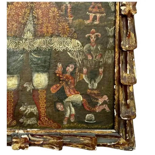 Cuzco School Oil on Canvas Painting of San Isidoro, Antique, Framed For Sale In Tampa - Image 6 of 8