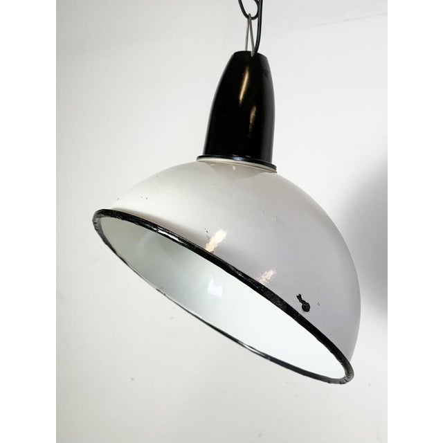 White Industrial Soviet White Enamel Pendant Lamp, 1960s For Sale - Image 8 of 18