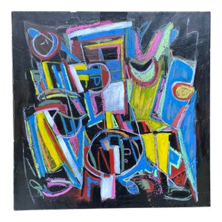 John Schwab Bucks County, Pa Abstract Expressionist Cubist Oil Painting Kandinsky Style For Sale