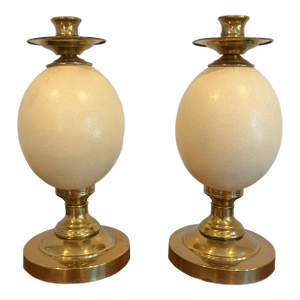 Vintage Ostrich Egg Candlestick Holder