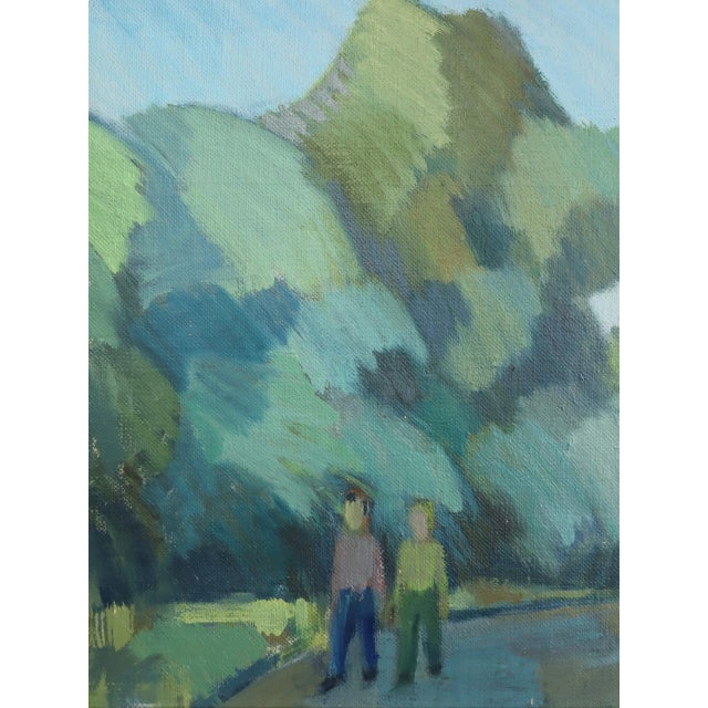 Mid-Century Modern 'The Path Beyond' Swedish Original Figurative Landscape Oil Painting, Framed For Sale - Image 11 of 12