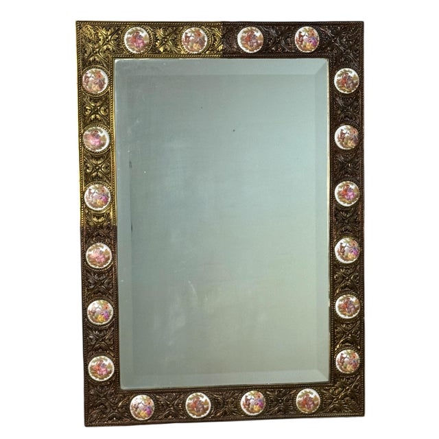 Bronze Mirror with Porcelain Inlay, Paris, France, 1950s For Sale - Image 10 of 10