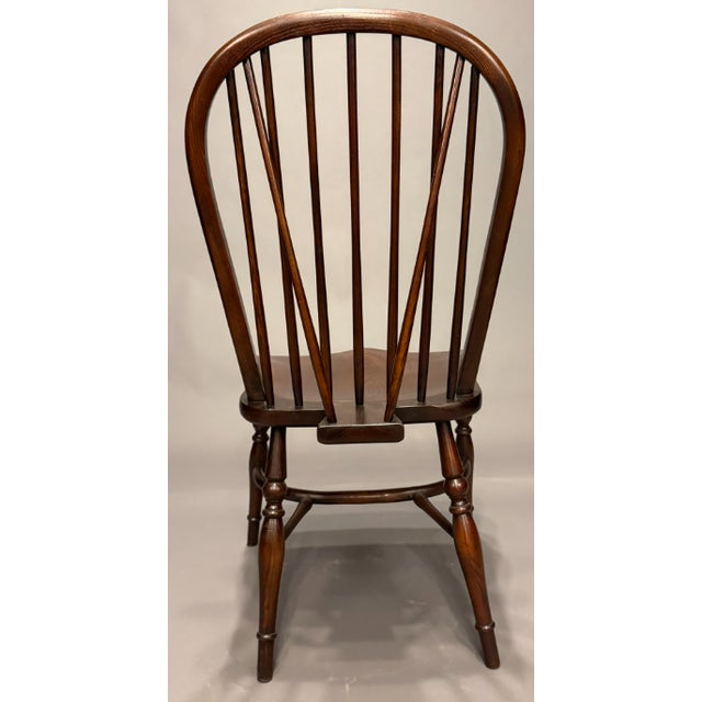 Farmhouse Custom English Windsor Dining Chairs, Oak & Ash, Set of 8 (6 Side + 2 Arm), Handmade C. 1995 For Sale - Image 3 of 10