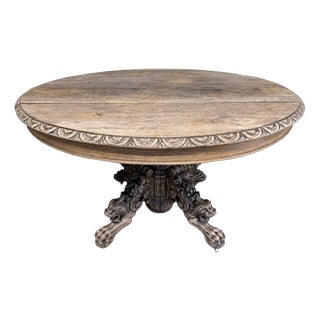 French Carved Oak Hunting Table, 1869 For Sale