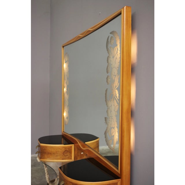 Large Console With Attached Tables & Mirror, 1950s, Set of 3 For Sale - Image 15 of 18