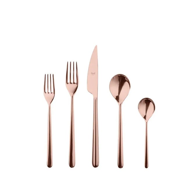 Contemporary Mepra Linea 5-Piece Flatware Set, Bronze For Sale - Image 3 of 3