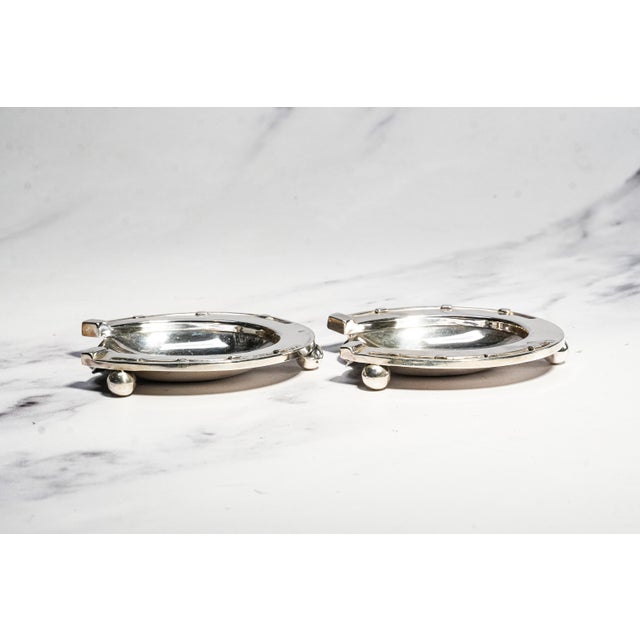 Rare Pair Sampson Mordan Antique Victorian English Sterling Silver Horse Equestrian Trinket Dish Catchall For Sale - Image 9 of 12