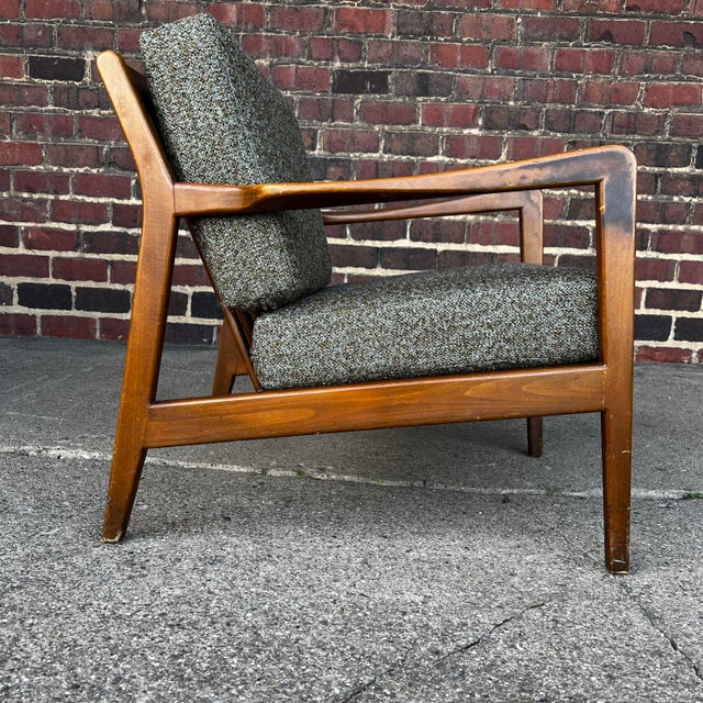 Mid 20th Century Dux Lounge Chair With New Foam and Fabric Straps (Green Tweed) For Sale - Image 5 of 12