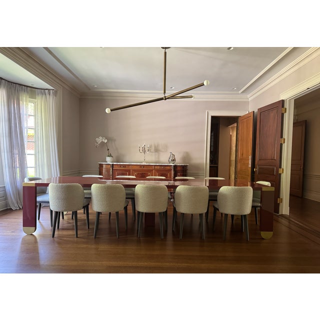 Brick Red Custom Contemporary French Inspired Dining Table For Sale - Image 8 of 12