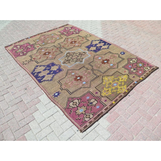 Mid 20th Century Mid 20th Century Large Goathair Handwoven Turkish Kilim Bohemian Area Rug For Sale - Image 5 of 11